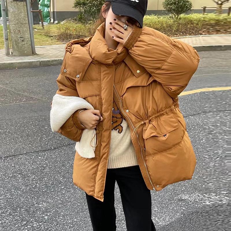 

Куртка женская короткая пуховая 2025 зима новая мода с капюшоном утолщенная и тонкая теплая куртка в стиле милитари S