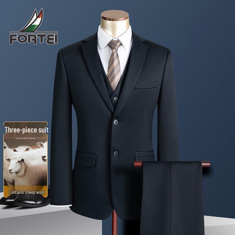 Men's Autumn/Winter Wool Blend 3-Piece Suit