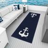 Nautical Anchor Compass Area Rug, Marine Theme Non-Slip Carpet for Yacht Deck and Living Room, Coastal Home Decor