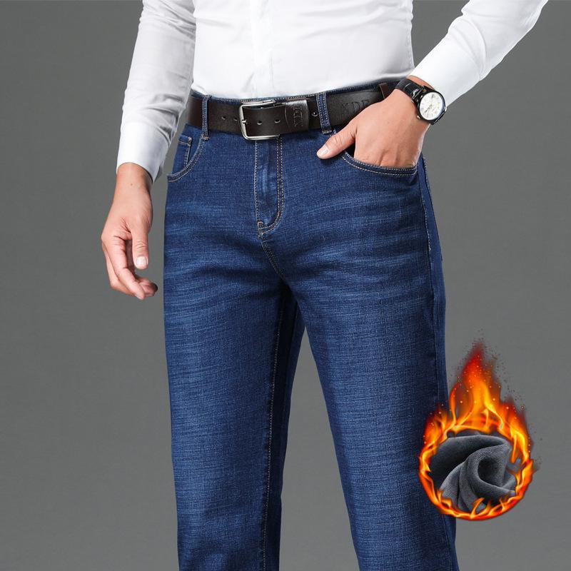 Men's Elastic Straight-Leg Jeans for Middle-aged Dads - Loose Fit, Spring/Autumn Trousers
