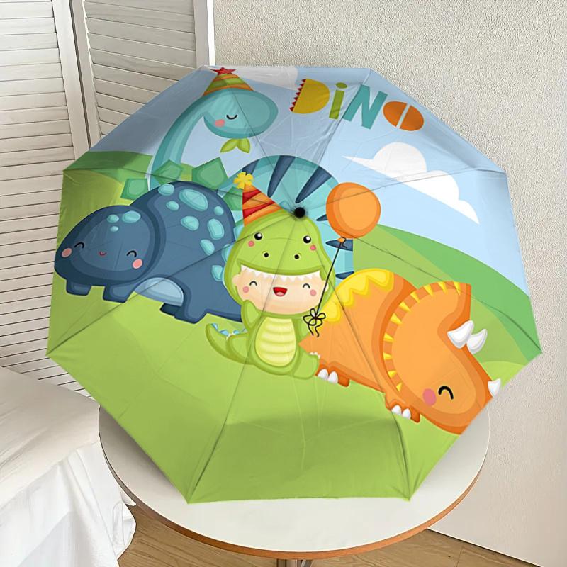 Dino Party Balloon with Hat - Automatic Opening Umbrella, Portable Design, Iron Frame Outdoor Umbrella, Festival Gift for Fans, Travelers, D