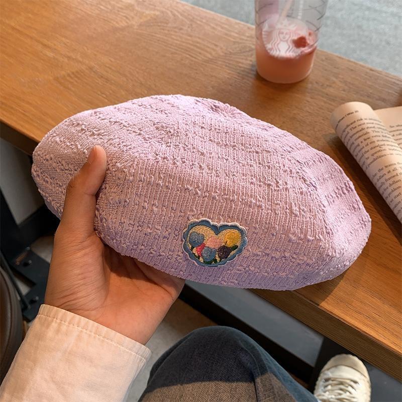 Floral Beret Embroidery Hat Women Lightweight Breathable Caps Gifts Fashion