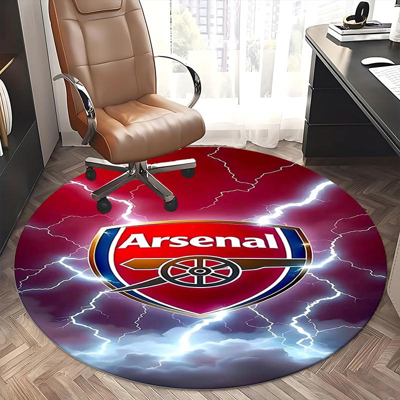 Arsenal Football Club, Lightning Logo Rund Matta - Kontorsmatta, Maskintvättbar, Halkfri, Lämplig för Vardagsrum, Sovrum, Entré