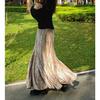 Women's High Waist Velvet Long Skirt - Chinese Style, Slimming, Thickened, Perfect for Autumn & Winter.