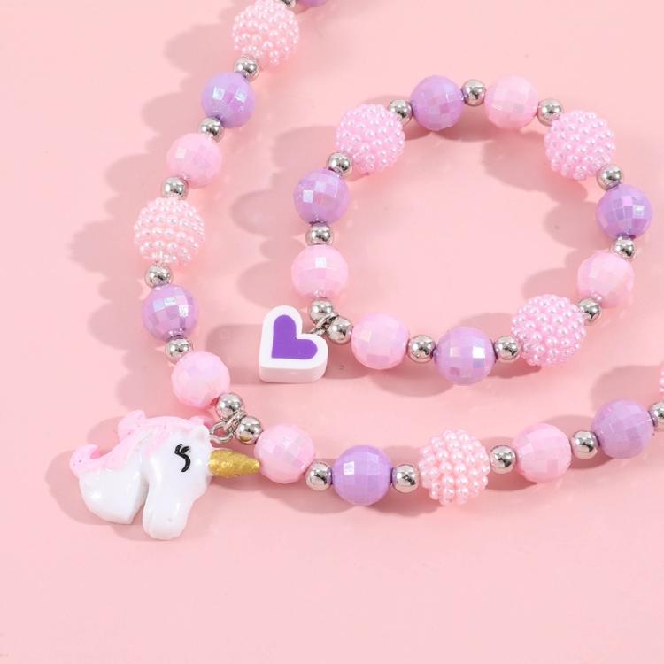 2Pcs Fashion Simple Colorful Beaded Short Necklace Bracelet Female Jewelry