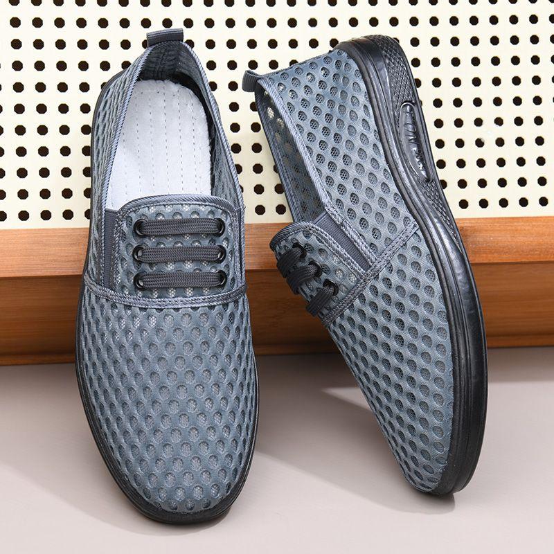 Men's Mesh Shoes Summer Breathable Hollow Thin Casual Shoes Anti Slip Lightweight Wear-resistant Sandals for Men