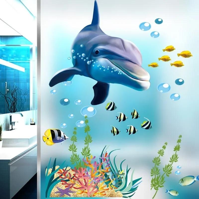 New Underwater World Dolphin Creative Children's Room Boys Bedroom Bedside Decorative Wall Sticker