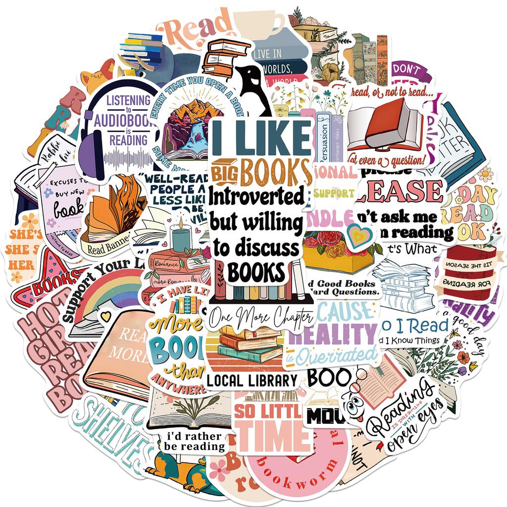 50 Cartoon Readings Reading Graffiti Stickers Guitar Notebook Suitcase DIY Waterproof Stickers
