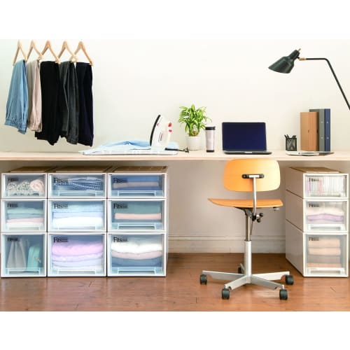 [Mail Order Exclusive 2-Piece Set] Tenma Fits Case Closet Storage Box, 30cm Wide x 53cm Deep x 23cm High, Sagging-Resistant Storage Case, Made in Japa