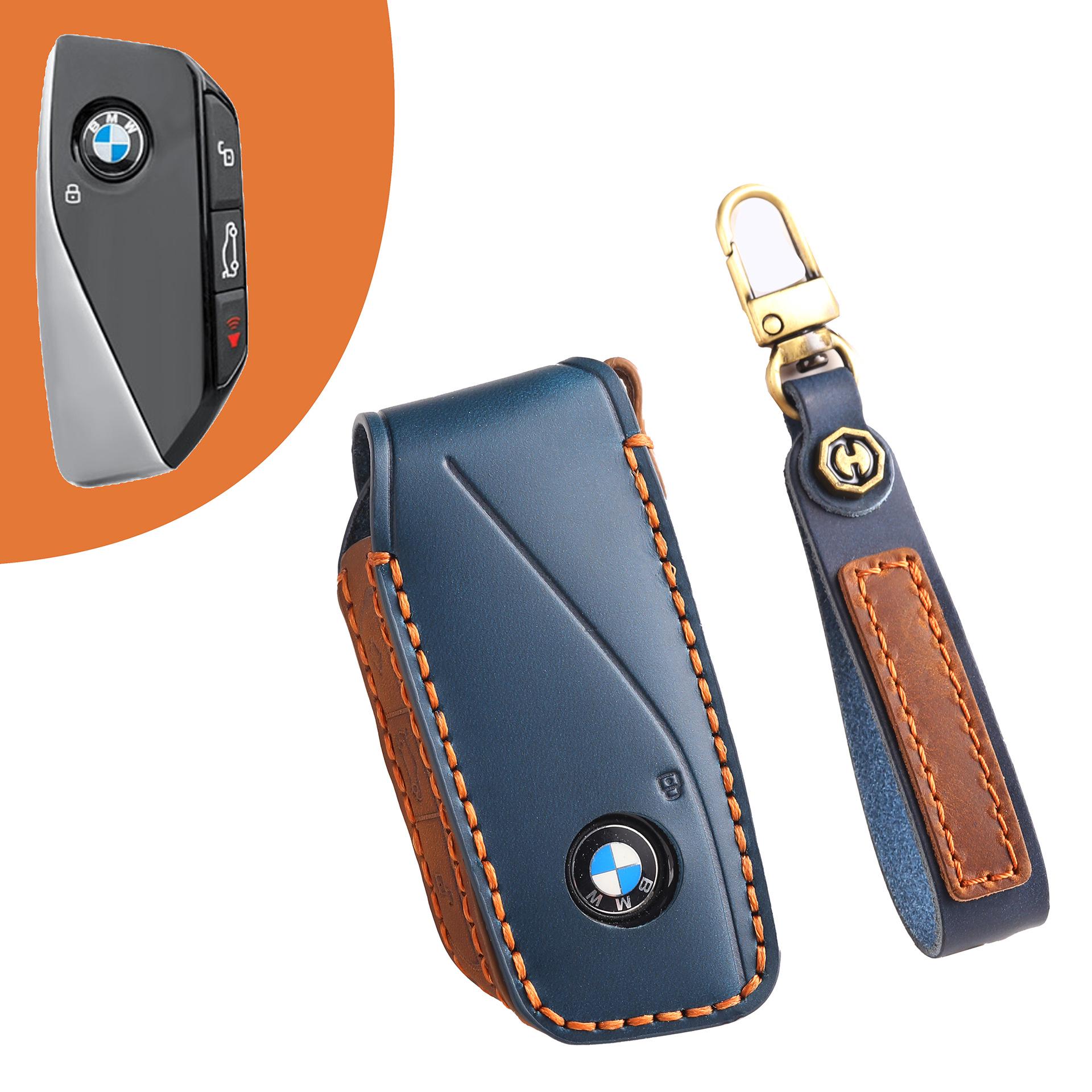 

Чехол для ключа BMW из натуральной кожи премиум-класса для мужчин синий