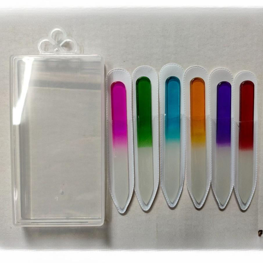 6PCS/Set New Glass Nail File Fingernail Files for Natural Nail Double-Sided Etched Travel Filer Professional Manicure Nail Tools