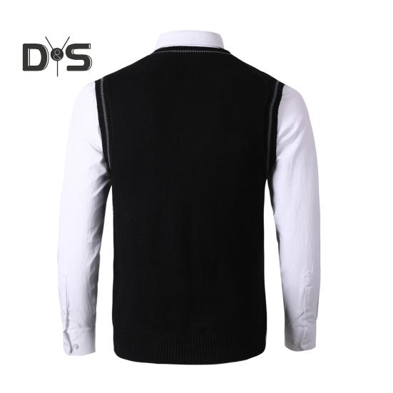 Pánská vesta svetr s výstřihem do V bez rukávů Slim Fit Colorblock Pletený svetr Slim Fit Střední délka Zahuštěný svetr preppy a business stylu