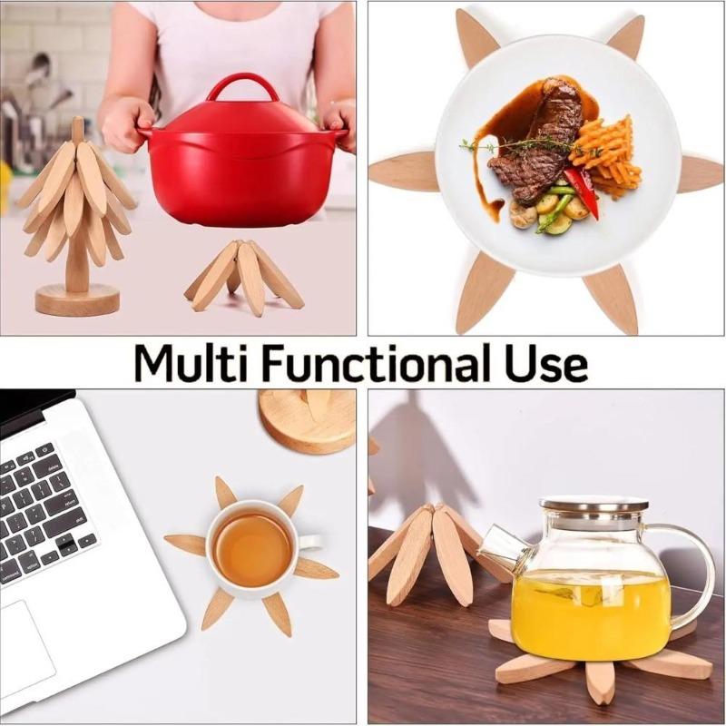 1Pc Wooden Trivets for Hot Dishes Insulated Coaster Dishes Trivet Stand Ornaments Insulation Mat Tree Coaster Dining Pot Mats
