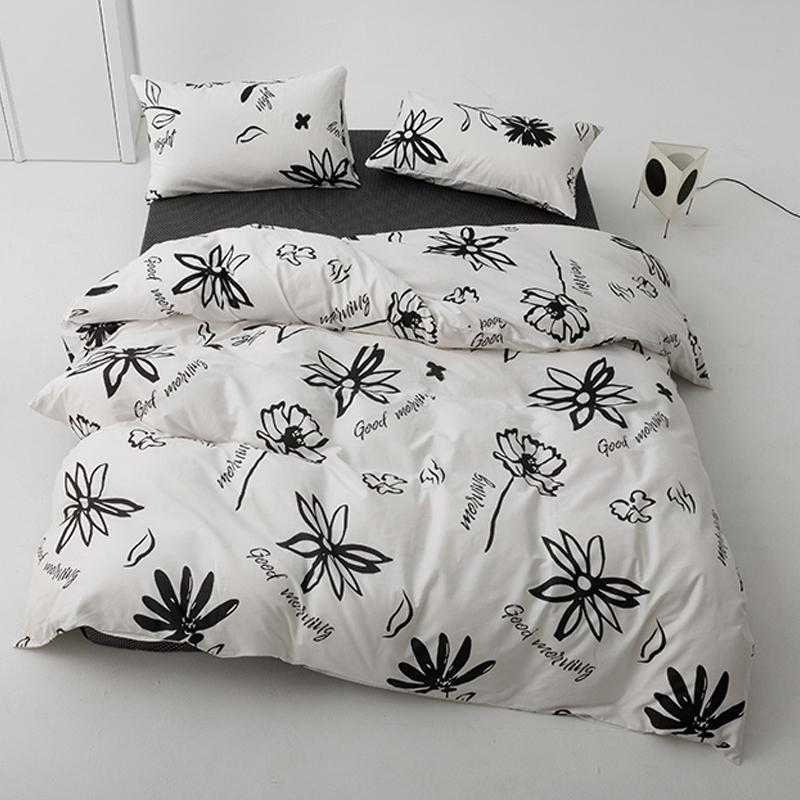 

Fashion Simple Printed Duvet Cover AB Version Spring and Summer Cotton Quilt Cover Skin Friendly Single Double Bed Quilt Cover 2pc Pillowcase48x74