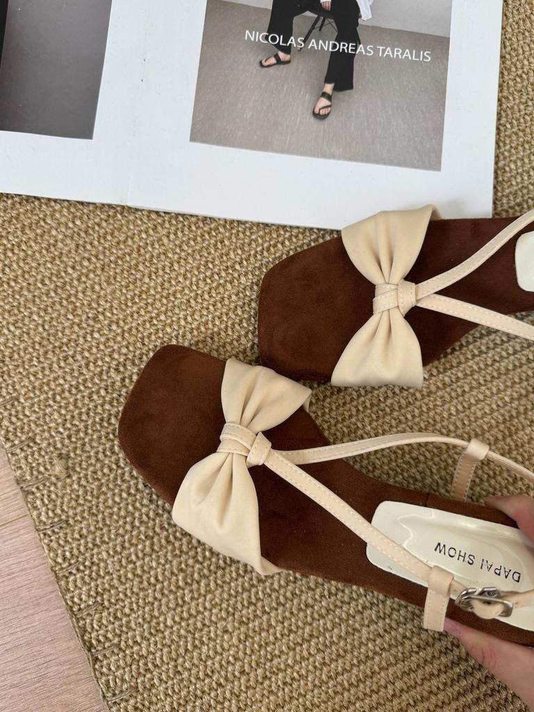 French Niche Design Slope Heel Open-toed Sandals Women's Summer 2025 New with Skirt Square Head High-heeled Roman Shoes