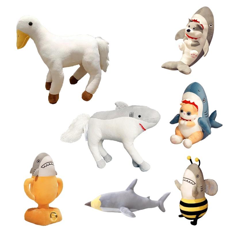 Urkomisches Hai-Plüschtier auf Pferd, lustiges Sharkbee-Bienen-Plüschtier, kreatives und trendiges Geschenk für Jungen und Mädchen