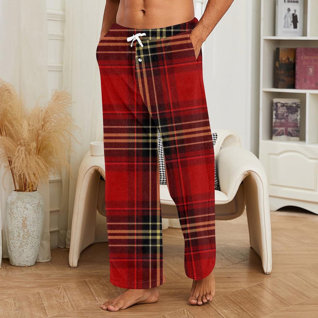 Men's Casual Printed Sleep Pants for Warm Loungewear At Home