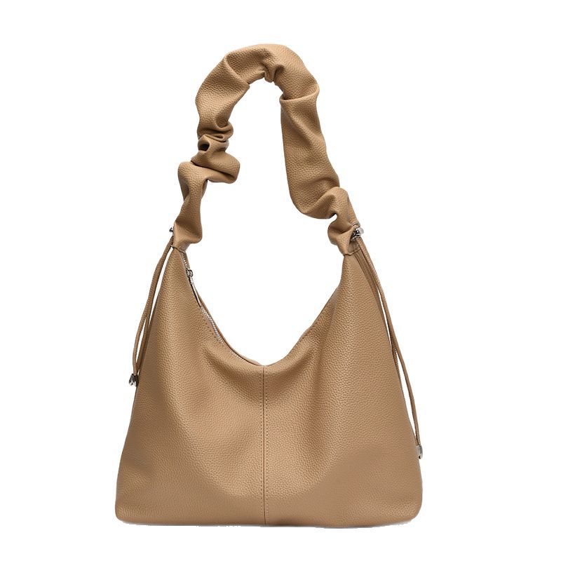 Large capacity bag women's spring and summer 2025 new fashion shoulder bag pleated texture child and mother bucket commuter tote bag