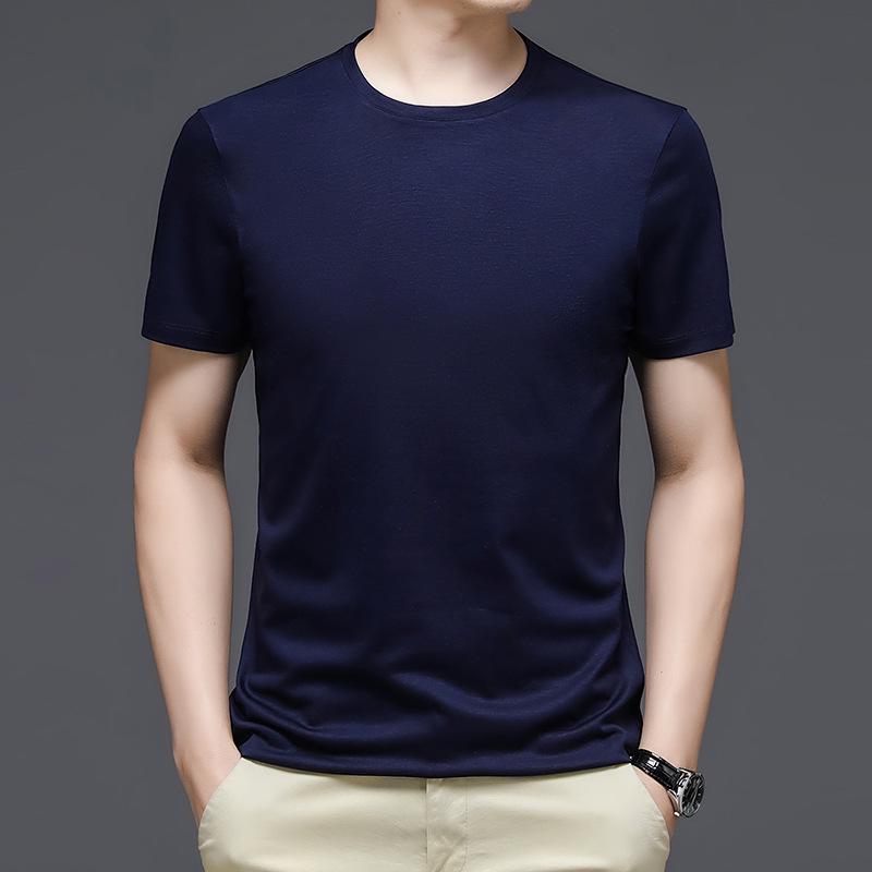 Men's Summer 2022 Pure Cotton Crew Neck T-shirt - Solid Color, Short Sleeve, Casual Fit