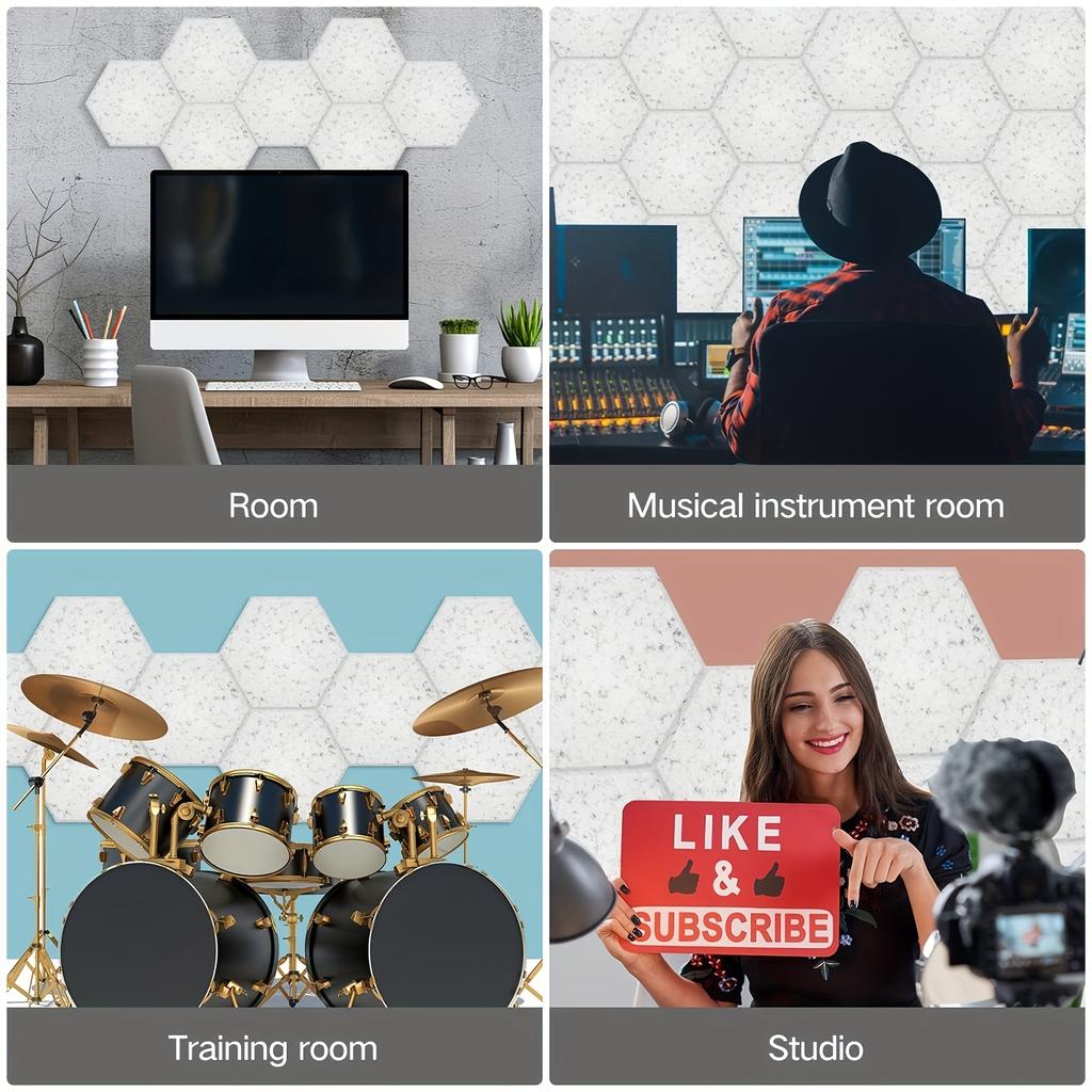 12 STÜCKE Selbstklebende Schallabsorbierende Platte Schwer entflammbare Schallschutzplatte für den Einsatz in Berufs- und Hotelfachschulen sowie zur Heimdekoration