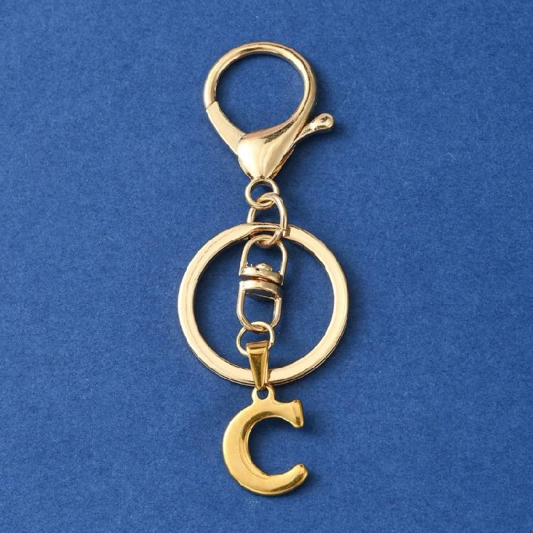 Elegant Keychain Letter Shape Stylish Key Holder Unique Key Ornament Stainless Steel Texture Perfect for Party and Daily