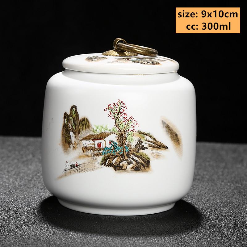 Exquisite Flower Patterns Ceramics Tea Caddy Portable Sealed Tea Leaf Containers Travel Tea Bag Storage Box Spice Organizer