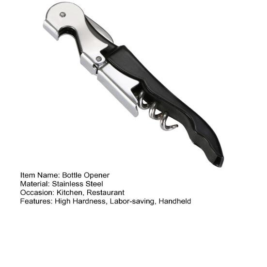 Bottle Opener Multi-Functional Non-slip Handle Labor-Saving Stainless Steel 2 in 1 Handheld Bottle Lid Remover Corkscrew Kitchen Tool