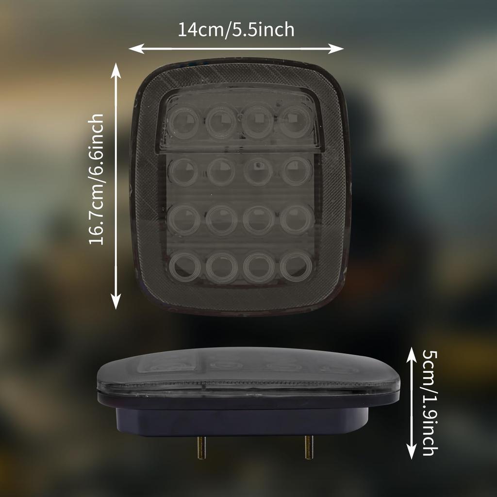 Ygmylandbb Truck Tail Light 24V Square LED Trailer Boat Light Truck Tail Light Turn Integrated Red and White Light 16 LED Set of 2 "Stop, Small,