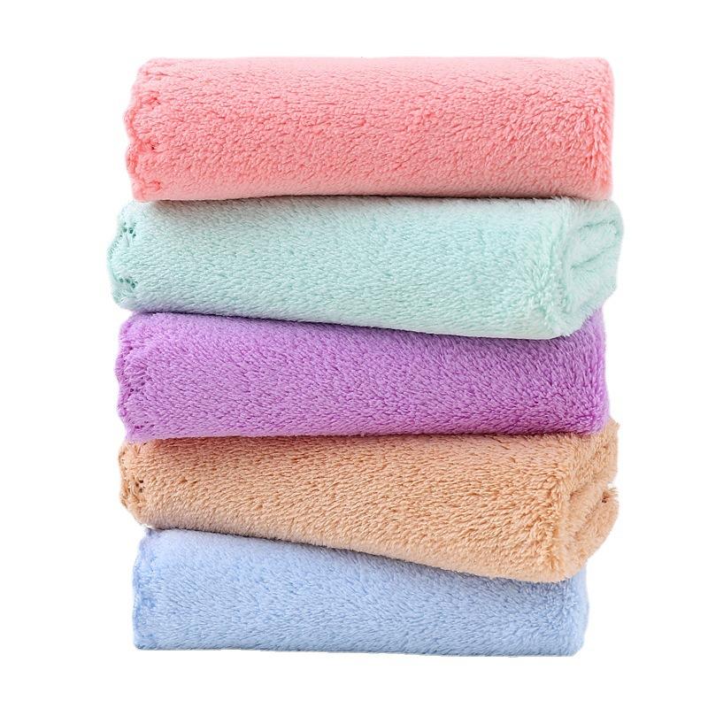 Coral Velvet Square Towel Absorb Water and Rapid Drying Edge Cut Towel Cleaning Rag Thickened Plush and Unwollen Baby Face Wash Towel