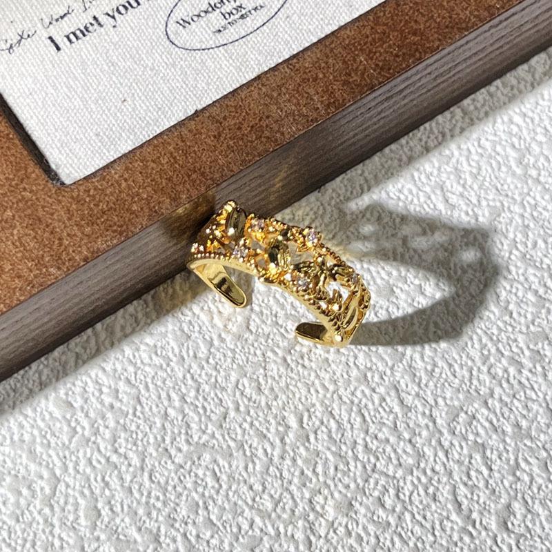 Retro Flower Planet Colored Diamond National Style New Chinese Magpie Temperament Open Ring Exquisite High-end Niche Ring