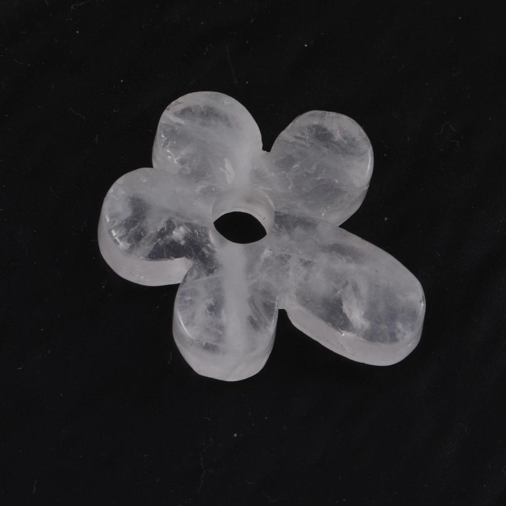 Purple Pink White Crystal Agate Tiger Eye Carved Five-Petal Flower Pendant Necklace