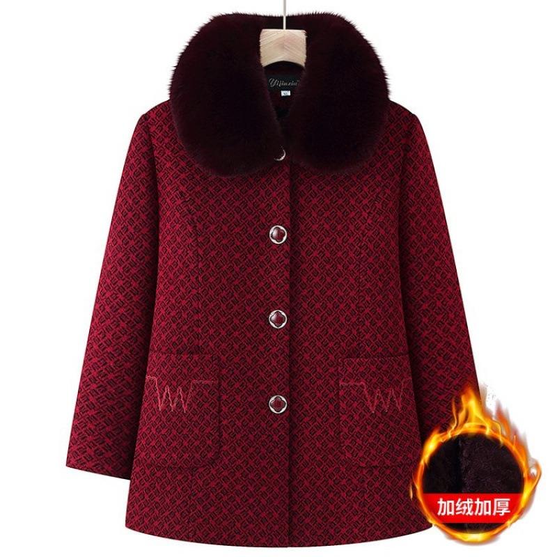 Winter coat women's new clothing fleece clothes woolen coat old lady