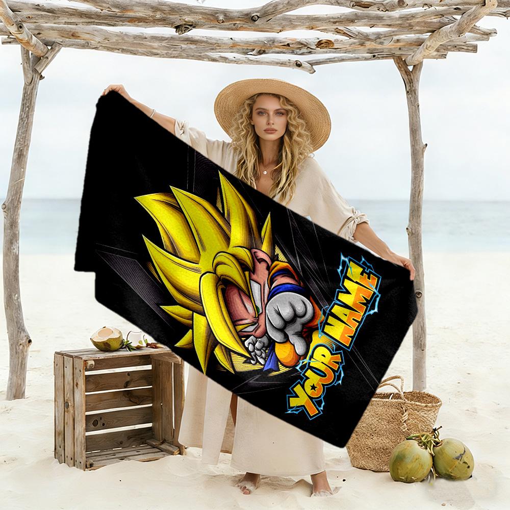 Naruto Character Customized Name Beach Towel Quick-Dry Soft Microfiber Suitable for Sports Travel Swimming Yoga Bathroom Beach And Pool