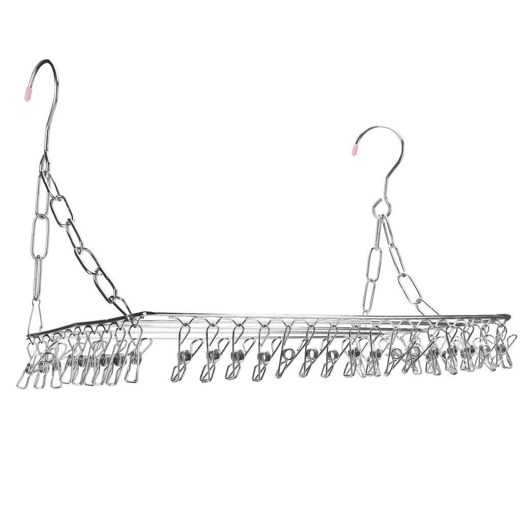 Clothes Drying Rack with 36 Clips Stainless Steel Socks Shoes Hanger Organizer for Balcony