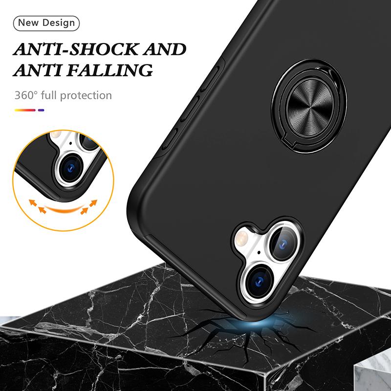 Magnetischer Ringhalter Handyhülle für iPhone 17 Air 16E 16 15 14 13 Mini Pro Max Plus mit Ständer Kunststoff Hart Stoßfeste Hülle