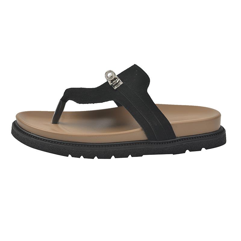 Thick-soled Toe Slippers for Women, Summer Beach Shoes, Sandals, Soft-soled Casual Lazy Muffin Slippers for Women