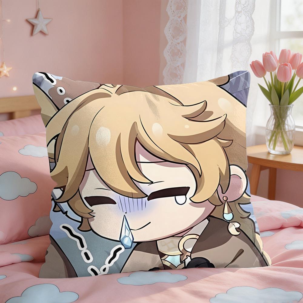 Aether Cute Genshin Game Cushion Cover Short Plush Pillow Case Room Sofa Cushion Covers Home Decor Funda