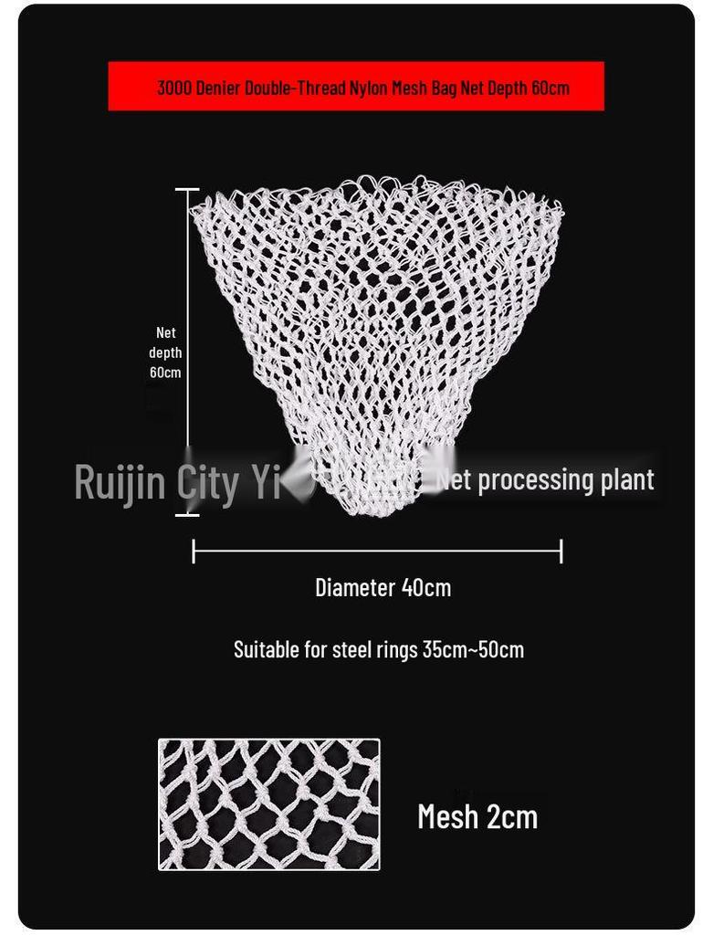 Thickened Hand-Woven 6000 Denier Nylon Fishing Landing Net Bag
