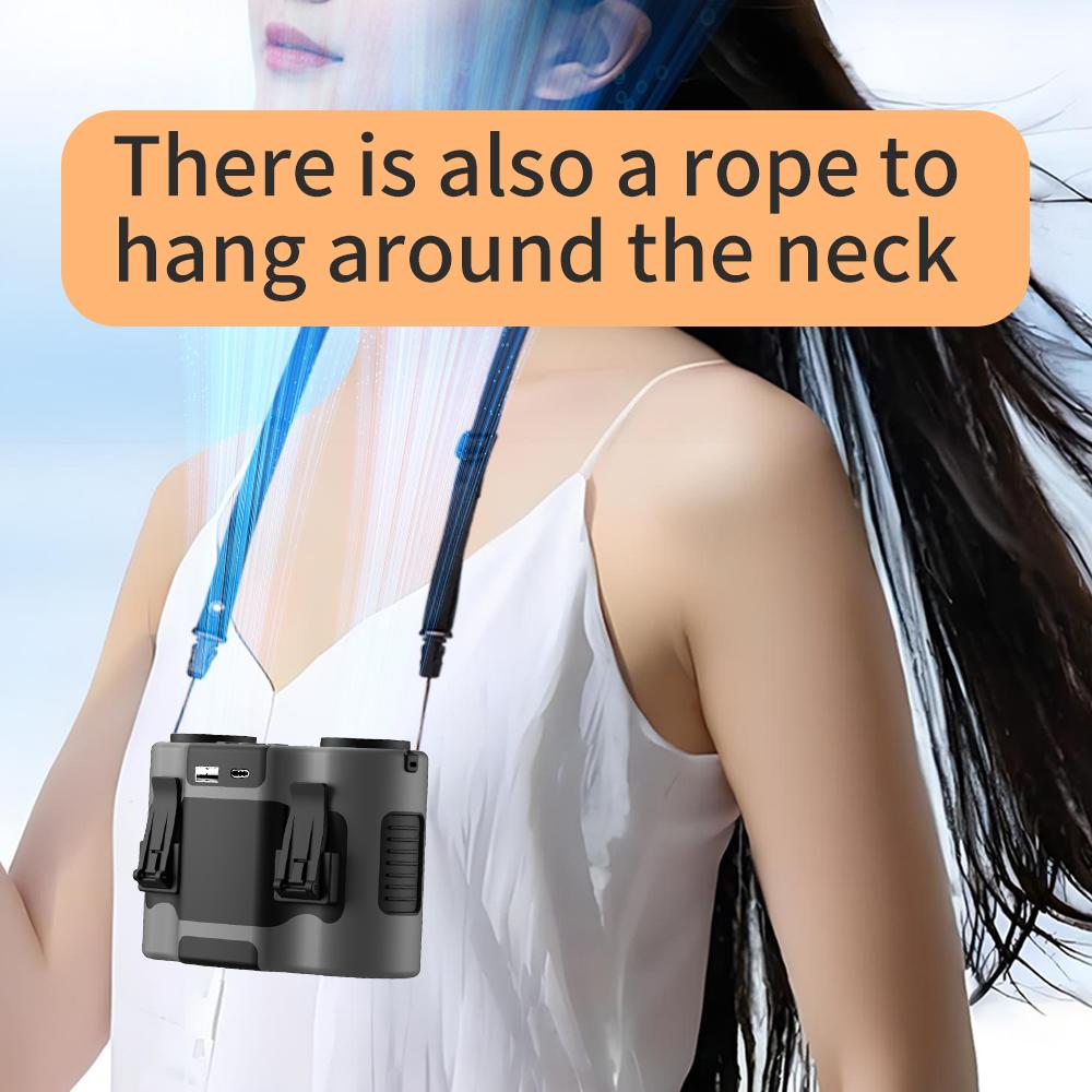 20000mAh Outdoor Portable Waist Fan Hanging Neck Fan Strong Wind with Power Bank LED Lighting for Sports Courier Outdoor Working