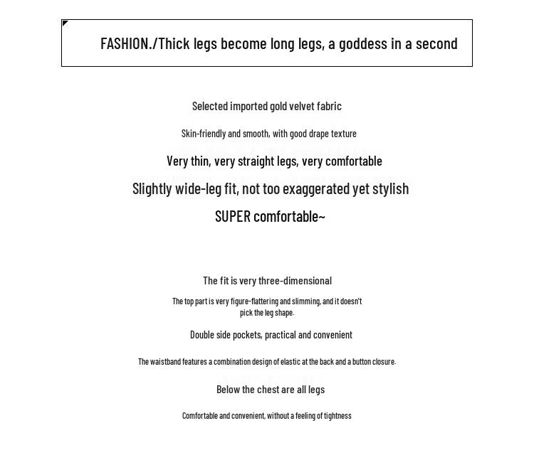 Goldener Samt High-Waist Straight-Leg Hose für Damen - Frühjahr/Herbst 2025 Kollektion