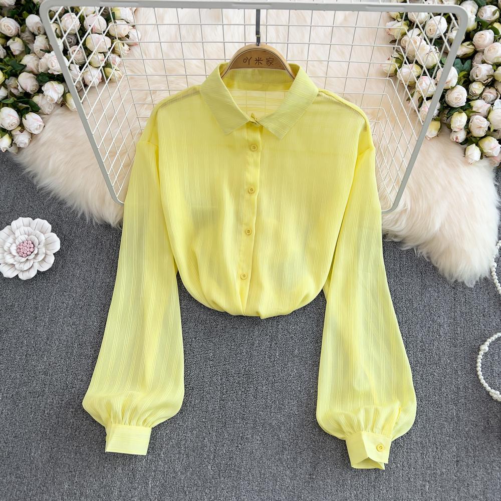 

RUGOD, новая весенняя корейская версия, свободная универсальная однобортная рубашка с рукавами-фонариками и лацканами, женский свободный топ в западном стиле