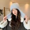 Atmospheric rabbit fur knitted wool hat women's new autumn and winter warm ear protection hat cold-proof bag head hat