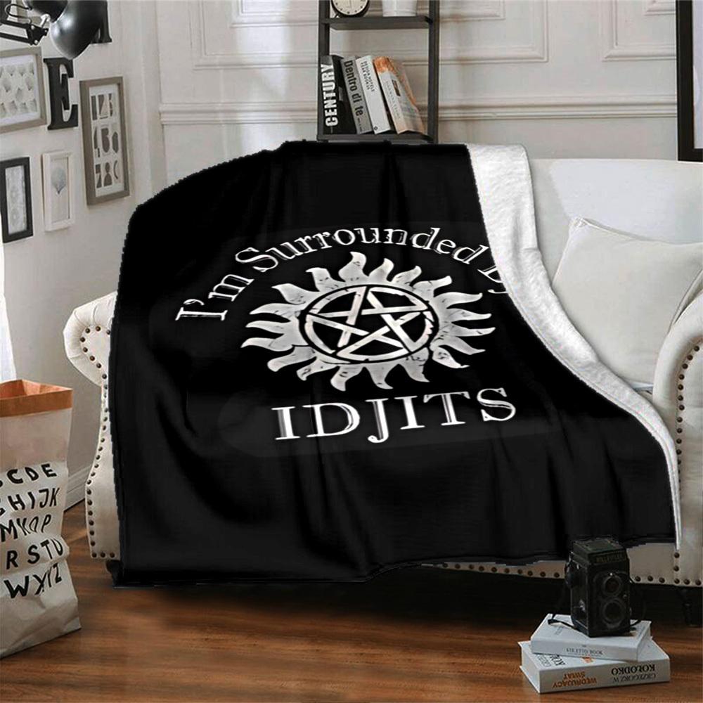 1pc Supernatural IDJITS Soft Warm Throw Blanket Nap Blanket For Couch Sofa Office Bed Camping Travel,Comfortable