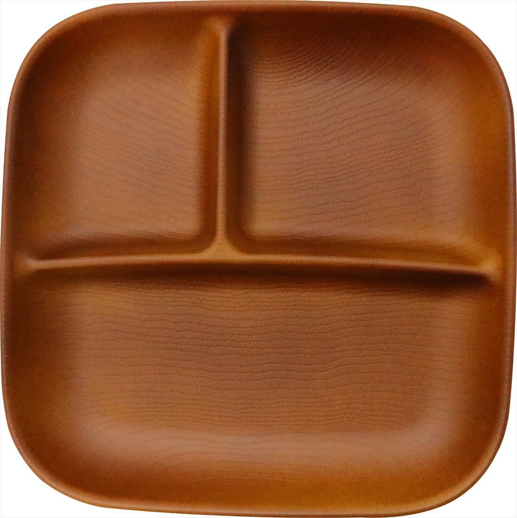 Showa Square Lunch Wood Grain Light Microwave and Dishwasher NH Made in Outdoor 70942 Plate, Large, Resin, Brown, Safe, home, Japan, Lightweight,