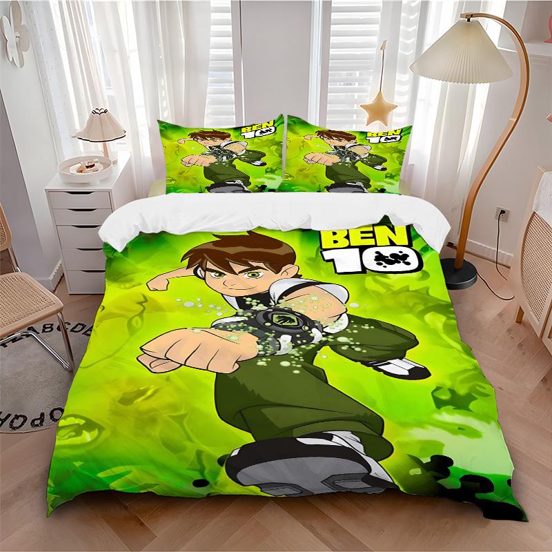 

3pcs bedding set Ben 10 Alien Force Includes 1 Comforter + 2 Pillowcases, Without Pillow Inserts, Soft Comfortable,a0909210 135x200cm