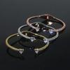 2025 New Arrived Women Wedding Jewelry Open Adjusted Size Micro Paved CZ Fashion Heart Shape Bangle Bracelet
