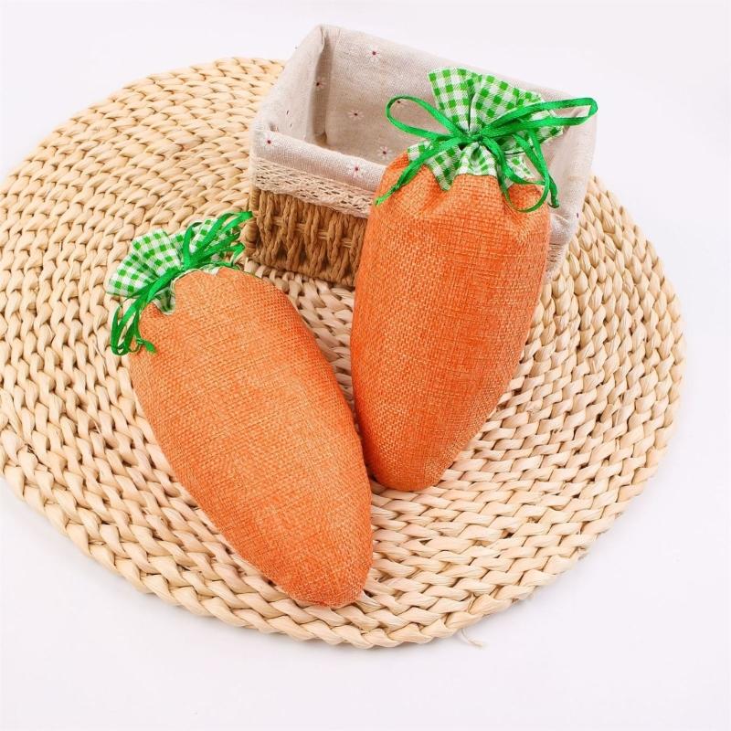 Pack Of 16 Easy Closure Drawstring Carrot Bags Gift Wrapping Bag For Quick Gift Packaging And Small Item Organization
