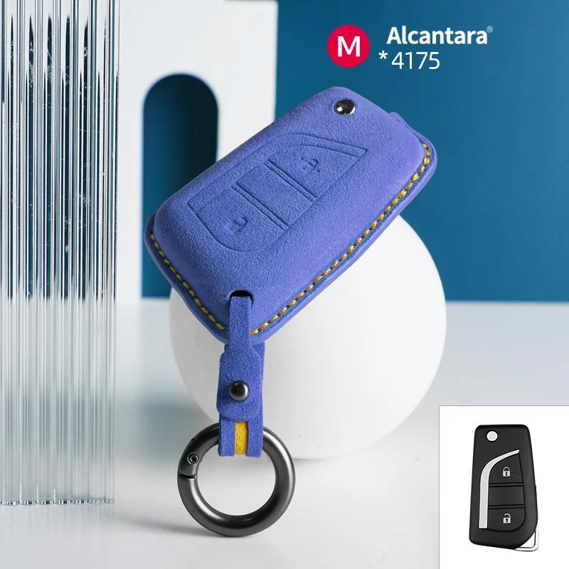 2 4 Button suede car key case cover protect shell Skin F For Toyota Corolla RAV4 C-HR Yaris Aygo Avensis Scion Vitz Flip Key