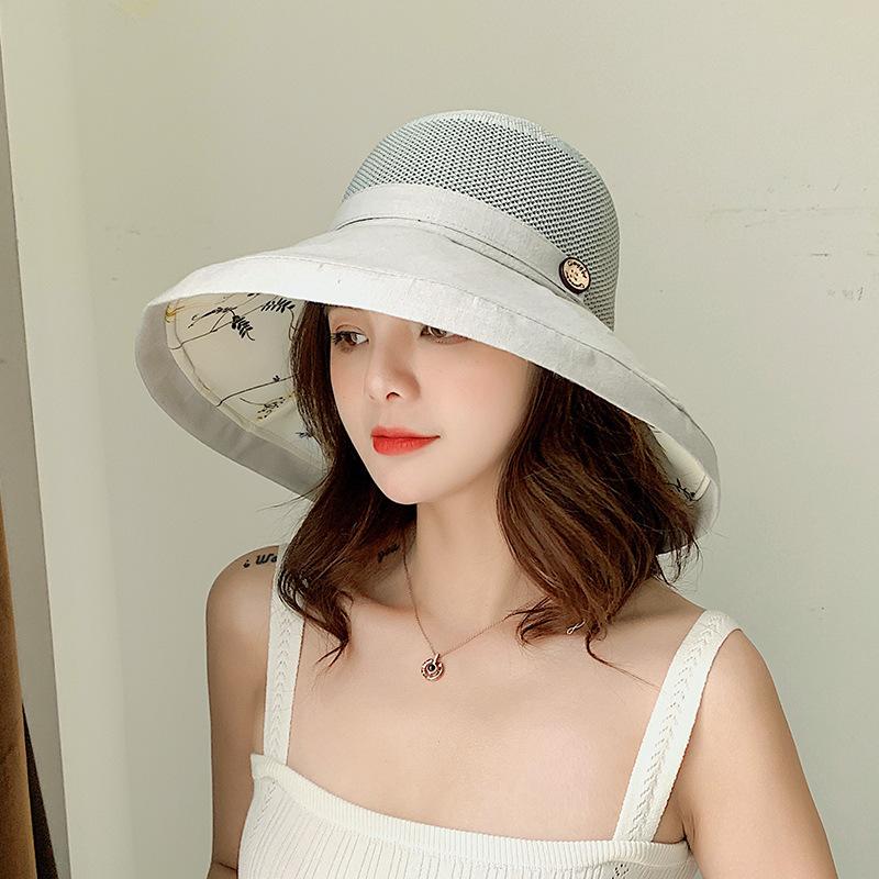 Women's Packable Mesh Sun Hat Summer Beach UV Protection UPF Wide Brim with Chin Strap