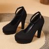 Fashion Women High Heels Fashion Suede Round Toe Female Platform Shoes Women Pumps Heeled Sandals Sexy Ankle Strap Footwear Big Size 42